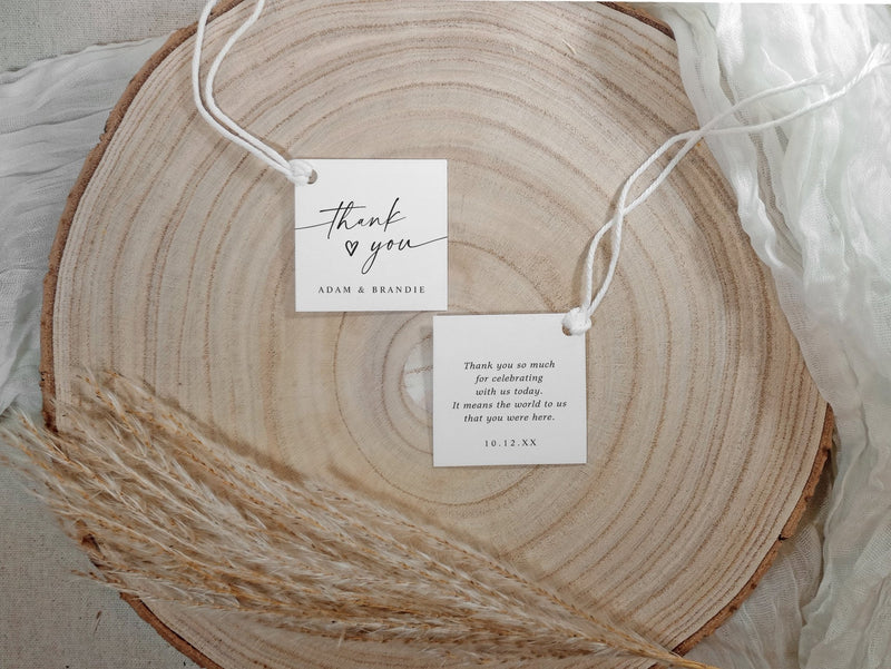 Favor Tags - Thank You Heart - Elegant Handwriting