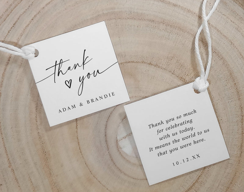 Favor Tags - Thank You Heart - Elegant Handwriting