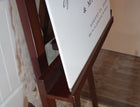 close-up corner view of foam board wedding sign showing thickness and print quality