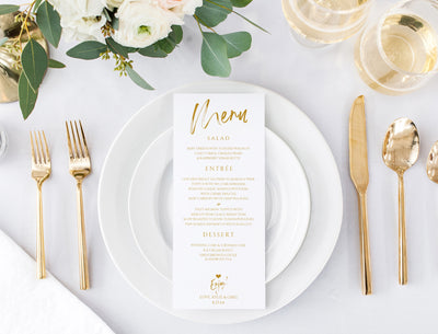 Printable Wedding Menu