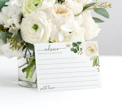 Wedding Advice Cards - White Watercolor