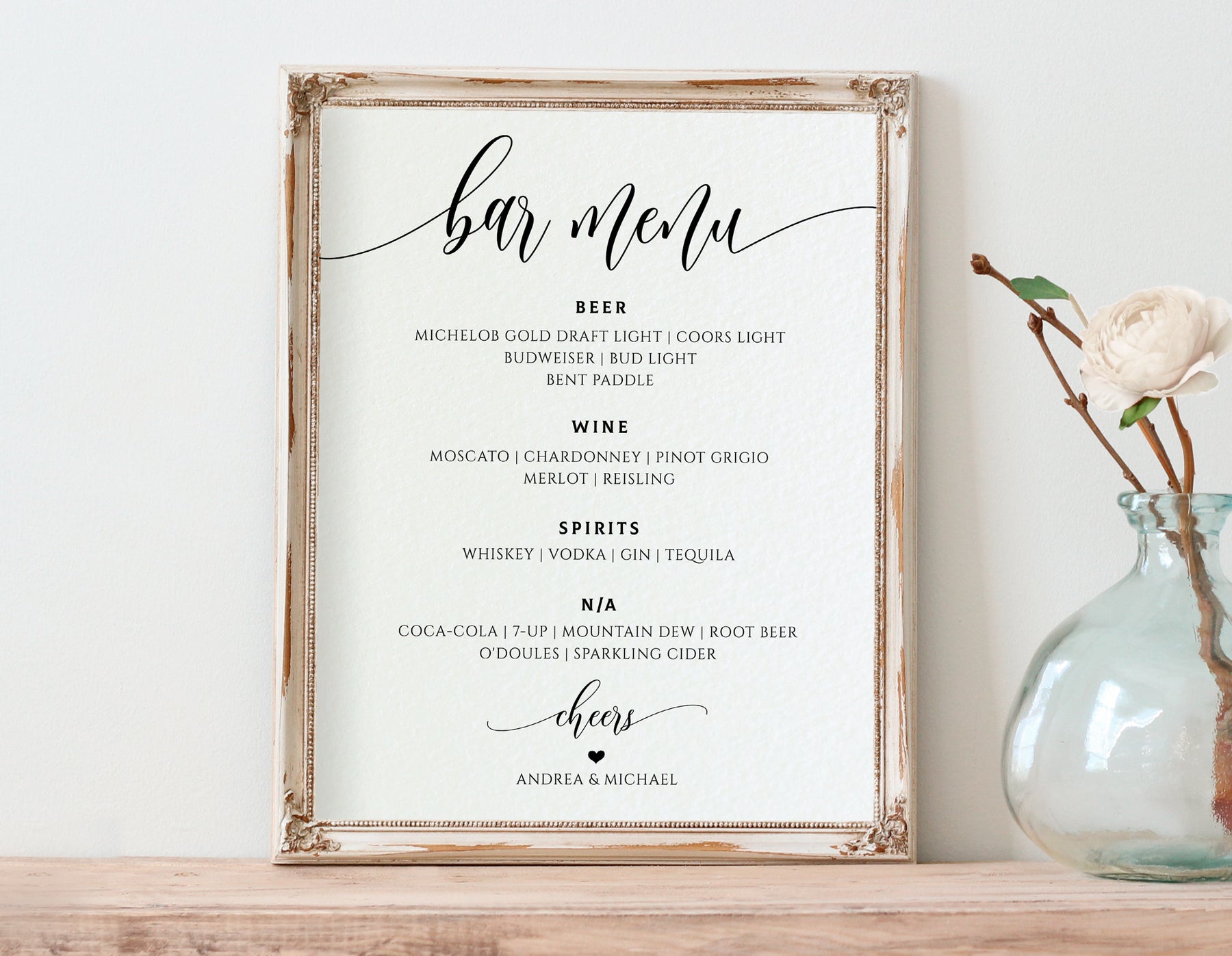 Signature Drink Sign Wedding Bar Menu Sign Wedding Table Bar 