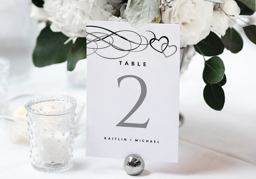 Table Number | Beloved Hearts & Swirls | Editable PDF | 4 x 6