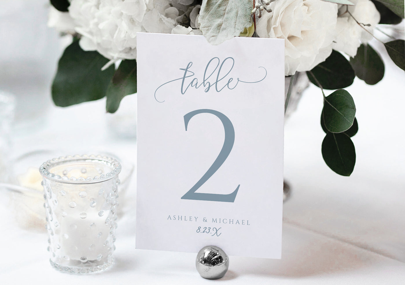 Bounce Calligraphy Table Number Template | 4 x 6 | Any Color