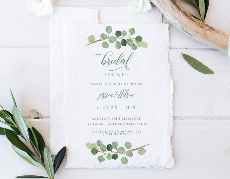Eucalyptus Bridal Shower Invitation Template