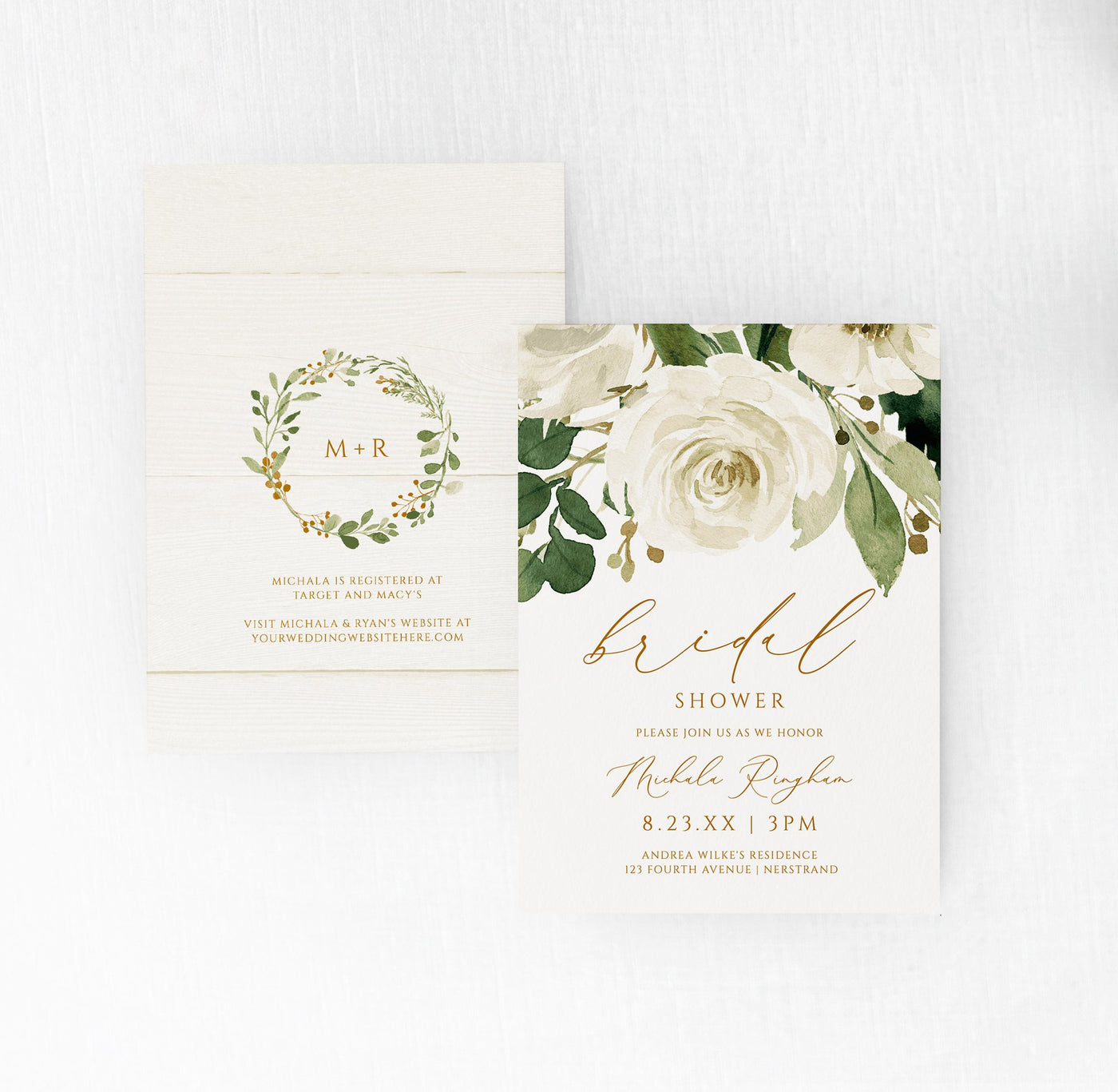 greenery bridal shower invitations template