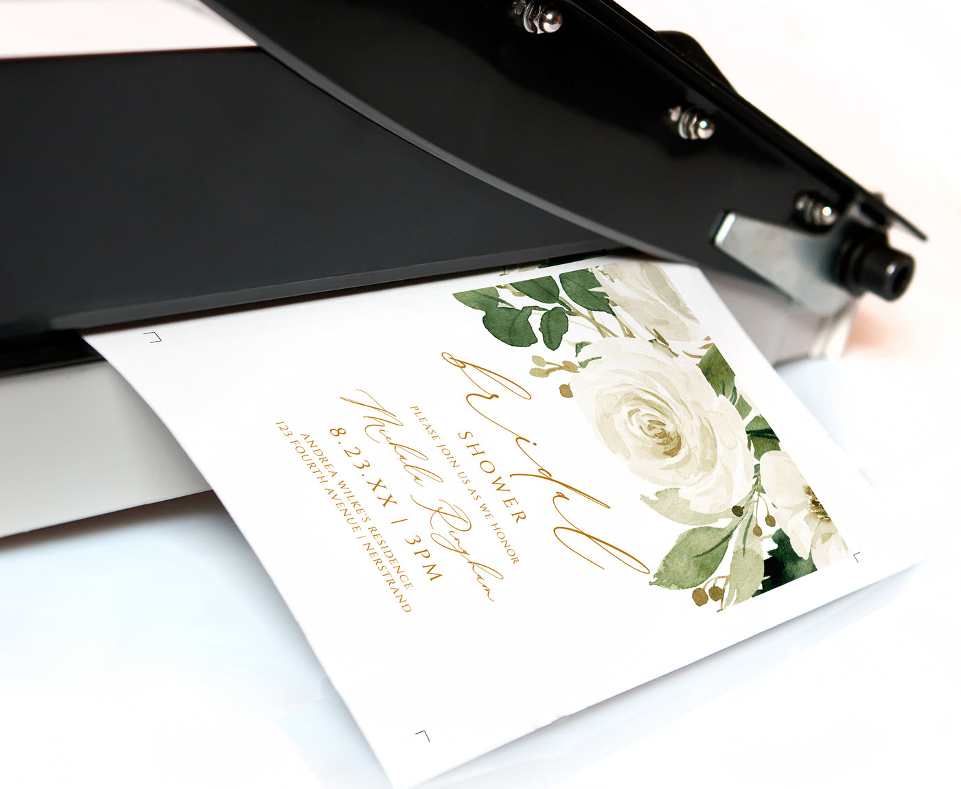 White Floral Bridal Shower Invitation Template |  Watercolor Bridal Bouquet | 5 x 7 | Templett