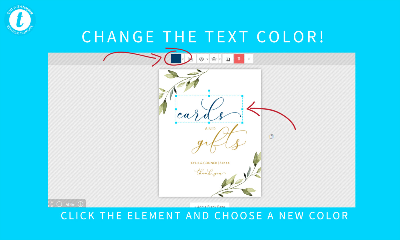 Cards & Gifts Sign Template | Ethereal Greenery | Templett | 8 x 10