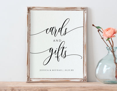 Cards & Gifts Sign (8x10) Template (Editable Color) | Flair Calligraphy | Templett
