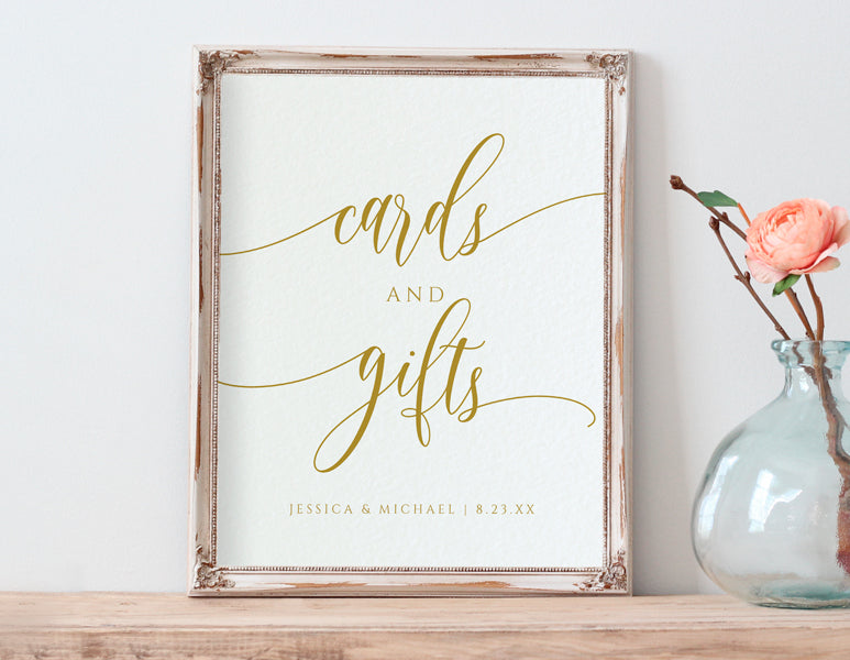 Cards & Gifts Sign (8x10) Template (Editable Color) | Flair Calligraphy | Templett