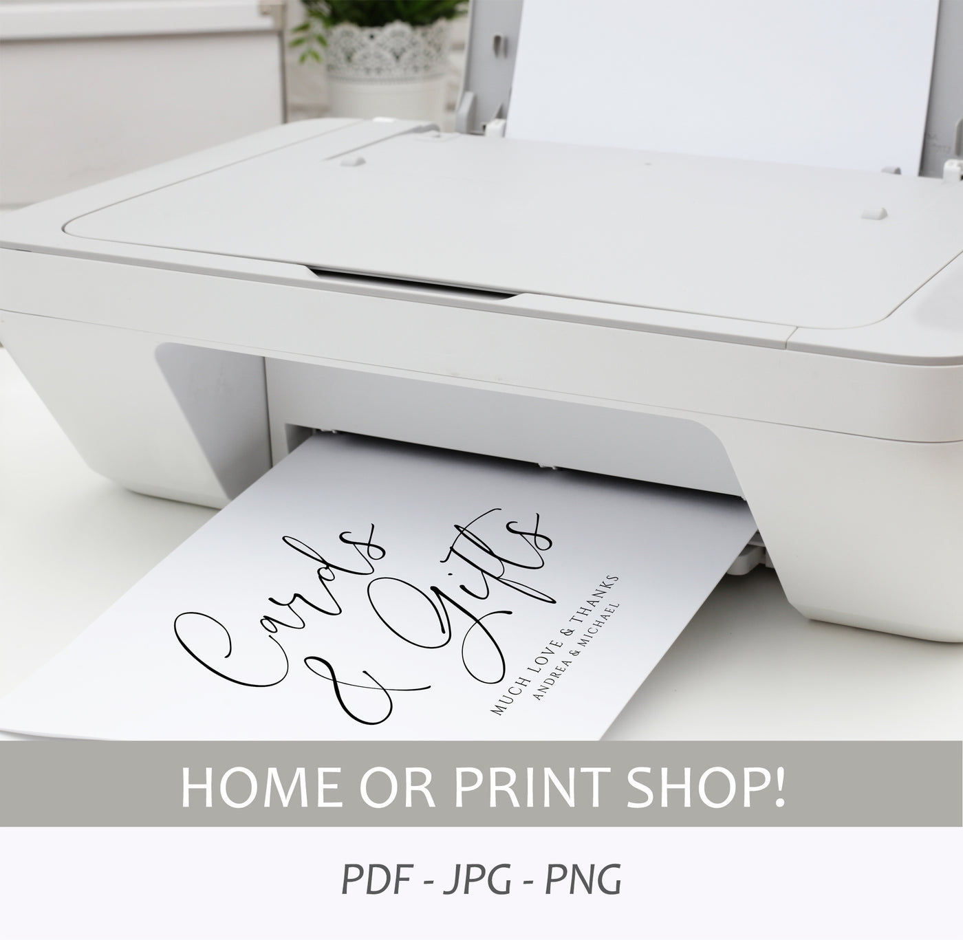 Cards & Gifts Sign Template | Vintage Handwriting | Templett 8x10
