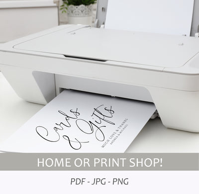 Cards & Gifts Sign Template | Vintage Handwriting | Templett 8x10