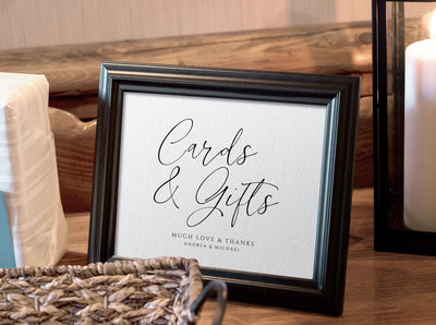 Cards & Gifts Sign Template | Vintage Handwriting | Templett 8x10