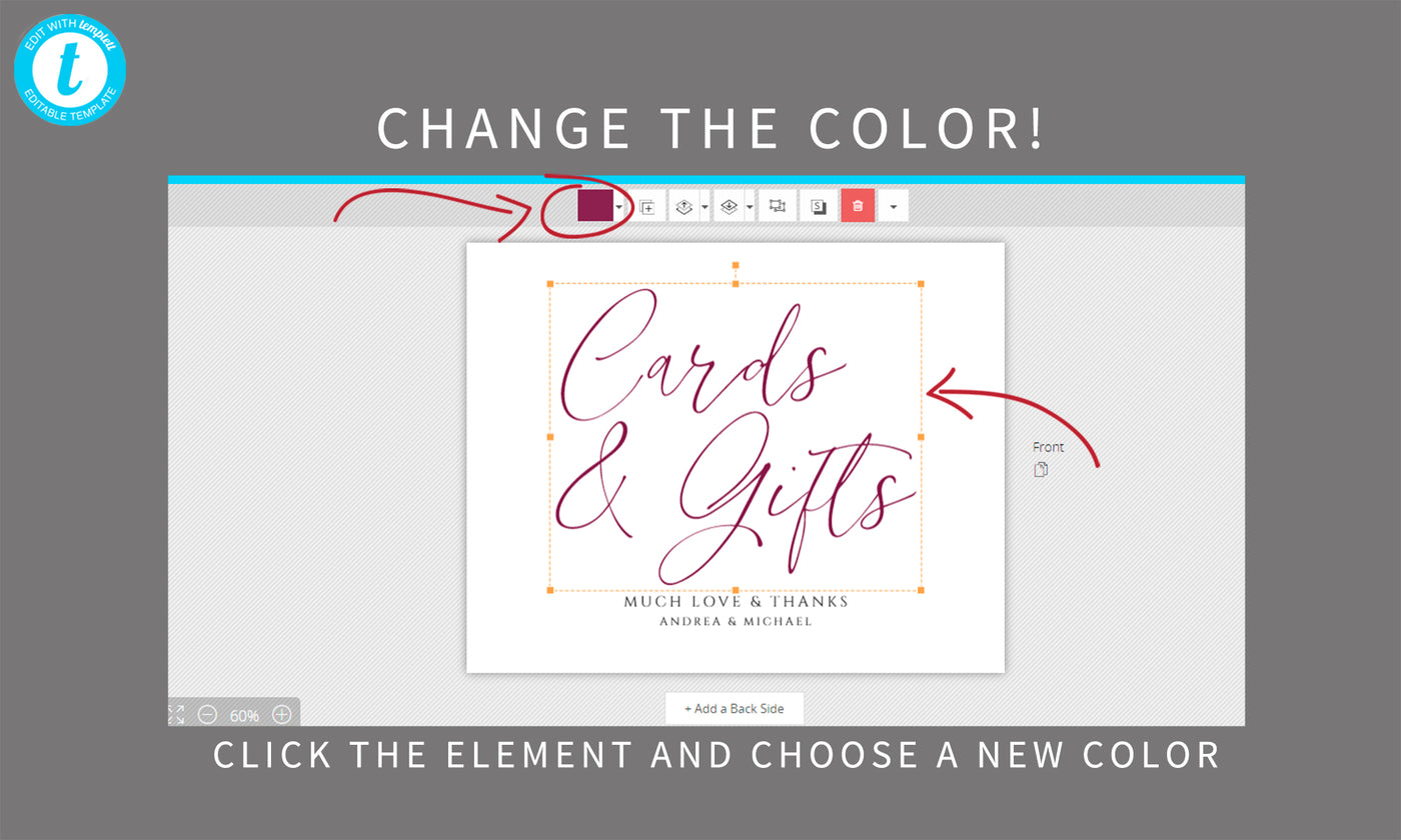 Cards & Gifts Sign Template | Vintage Handwriting | Templett 8x10