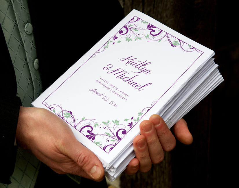 DIY Printable Wedding Program Template | Chic Bouquet | Foldover Booklet (Editable PDF)