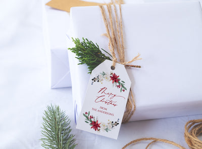 Christmas Gift Tags Printable | 2 x 3.5 | Holiday Ivy Bouquet Templett Download