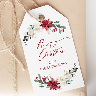 Christmas Gift Tags Printable | 2 x 3.5 | Holiday Ivy Bouquet Templett Download