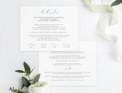 Wedding Invitation Template Suite Set | 5 x 7 | Soft Dusty Blue Watercolor Bouquet | Edit Online in Templett