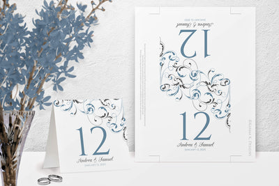 Slate Gray & Dusty Blue Table Numbers