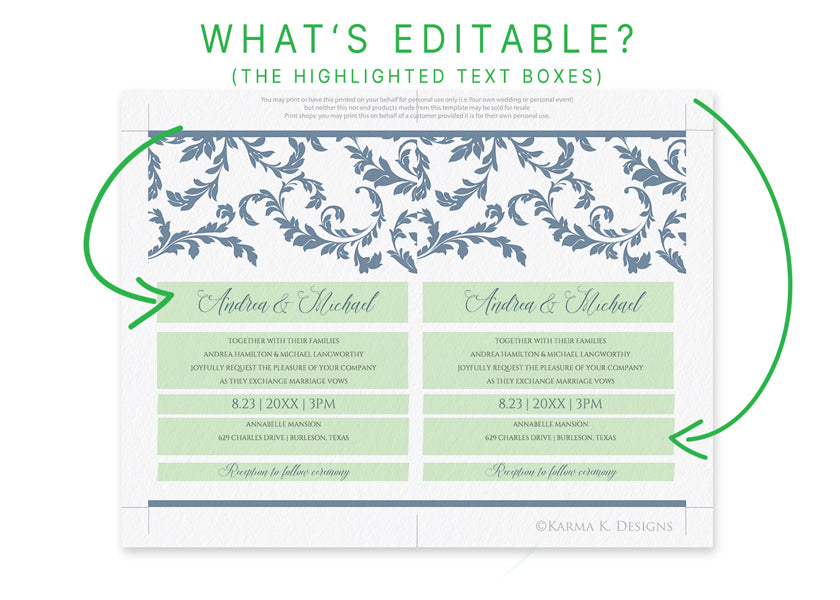 Wedding Invitation Template | Flourish | Editable PDF