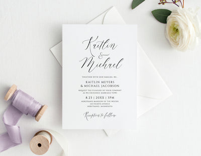 Calligraphy Wedding Invitations Template