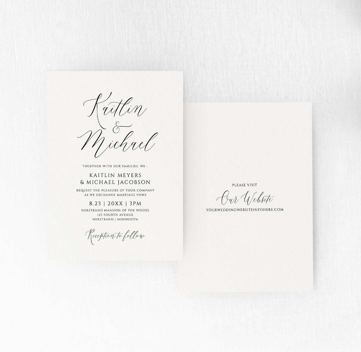 Editable Color Wedding Invitation Template | 5 x 7 | Modern Calligraphy | Templett