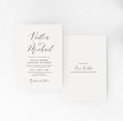 Editable Color Wedding Invitation Template | 5 x 7 | Modern Calligraphy | Templett