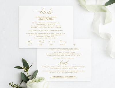 Vintage Wedding Invitation Template Suite Set | 5 x 7 | Nadine (Gold or Any Color) | Edit Online in Templett