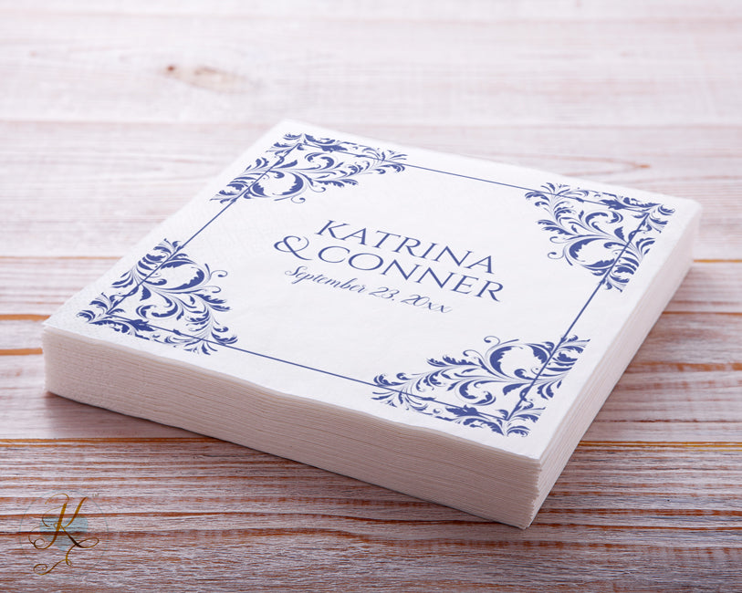 Wedding Napkins | Nadine (Royal Blue) 2 | Custom Printed – Karma K