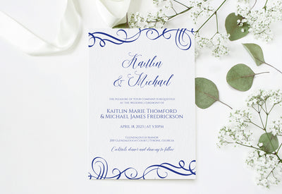 Printable Wedding Invitations PDF - Royal Blue