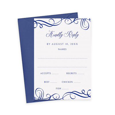 Elegant Swirls Wedding RSVP Card Template