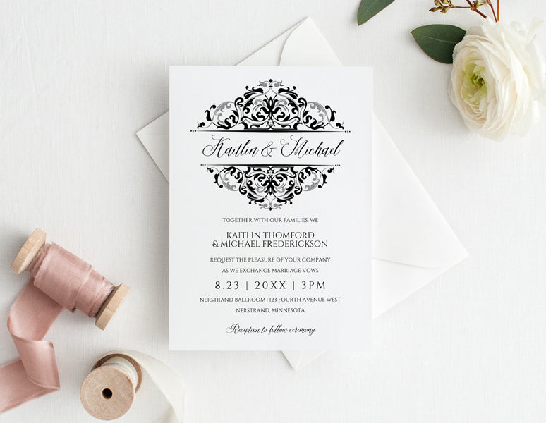 Elegant Wedding Invitations - Black