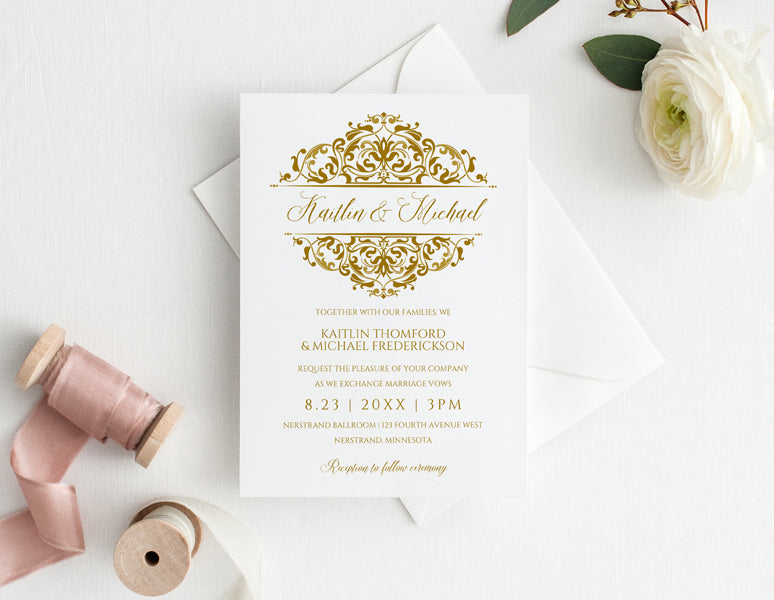 Elegant Wedding Invitations - Gold