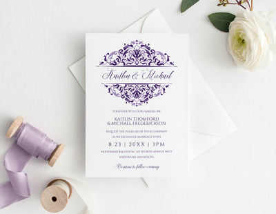 Elegant Wedding Invitations - Purple