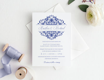 Elegant Wedding Invitations - Royal Blue