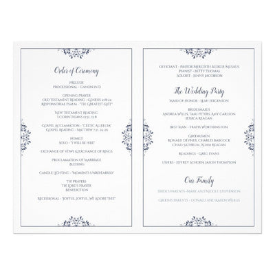 Navy Blue Wedding Reception Program