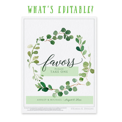 Instant Download Wedding Signs Greenery