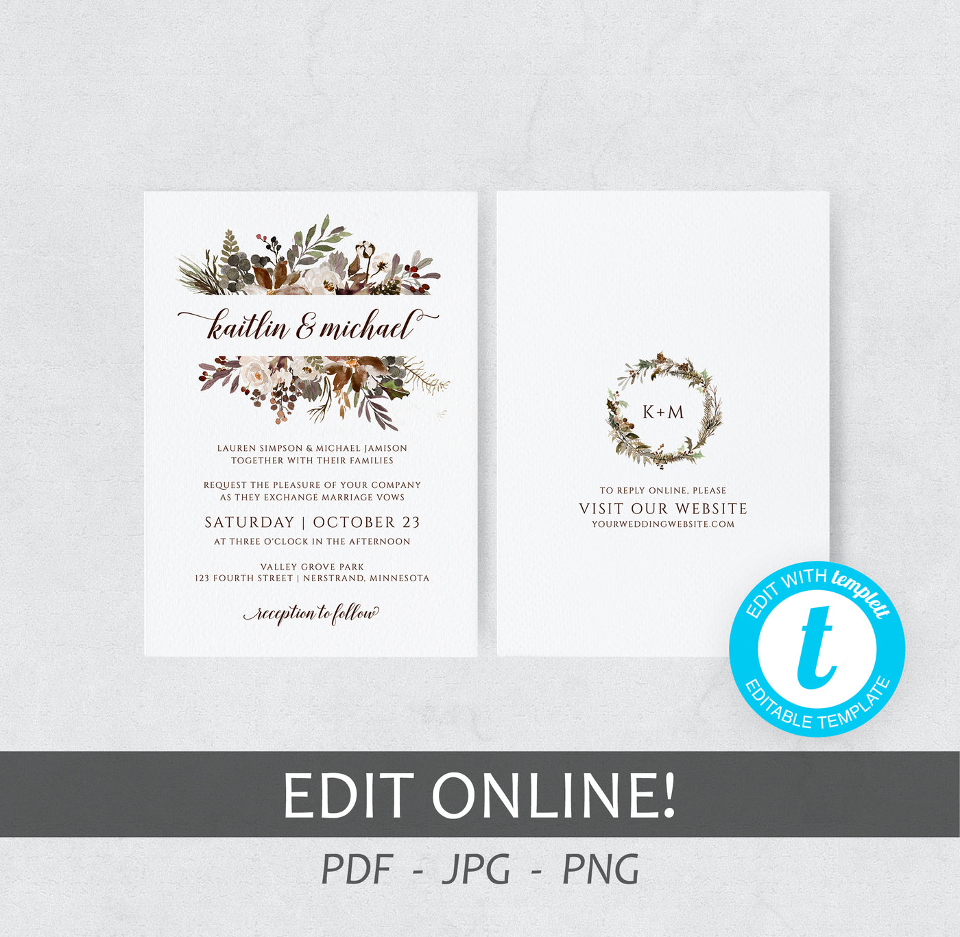 Printable Wedding Invitations - Fall
