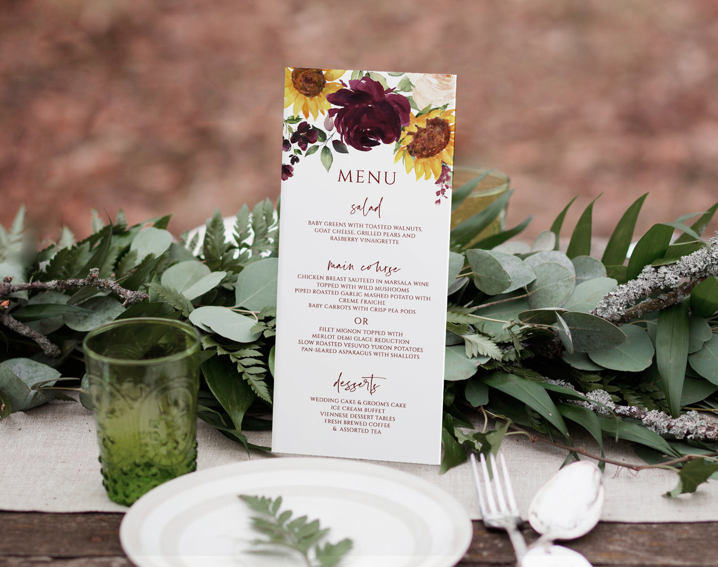 fall wedding menus
