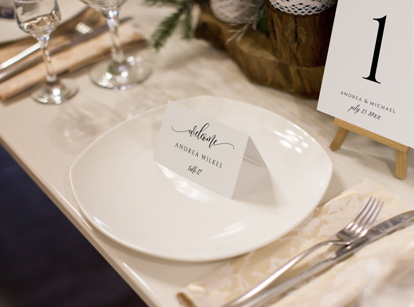 Modern Wedding Place Cards - Welcome Calligraphy