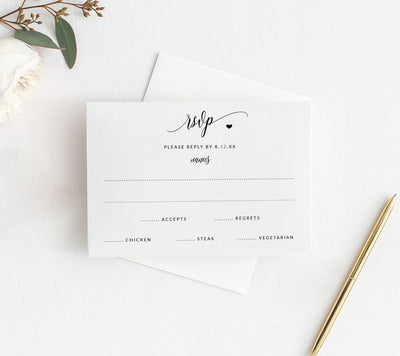 rsvp card template with heart