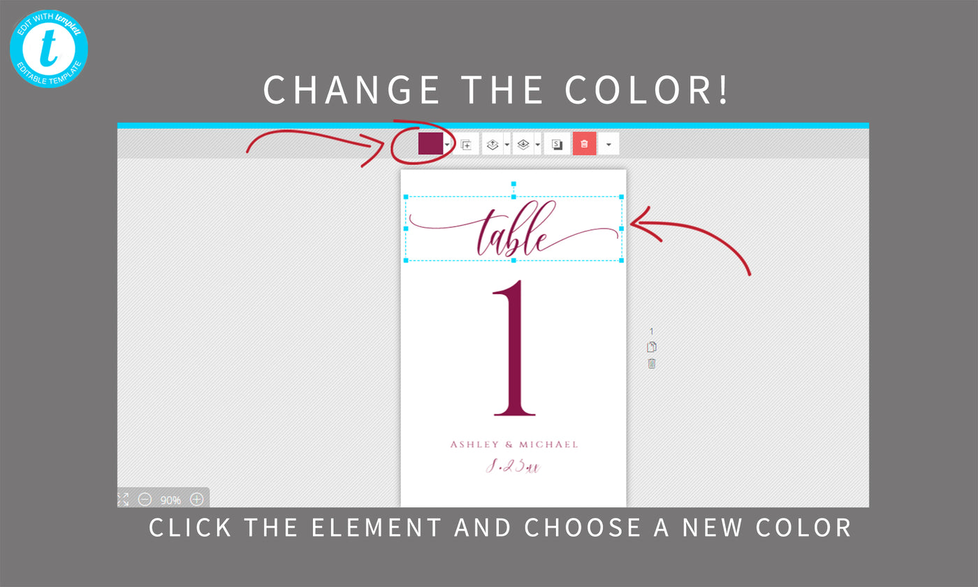 Wedding or Event Table Numbers | Printable Template | 4 x 6 | Editable - Flair Calligraphy Templett