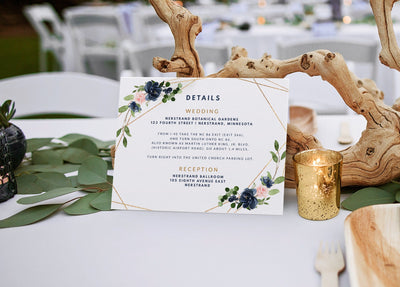 Navy & blush pink details card template
