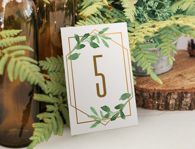 Glam Terrarium (Faux Gold Foil) Table Number Template | 4 x 6
