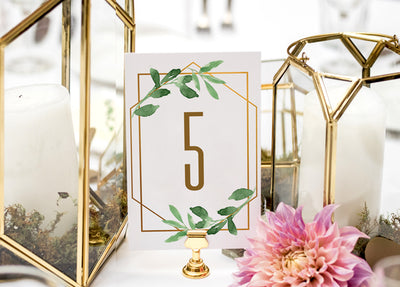 Glam Terrarium (Faux Gold Foil) Table Number Template | 4 x 6