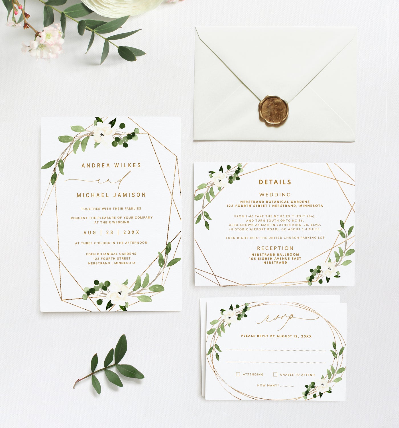 Geometric Wedding Invitations Set