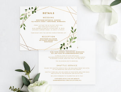 Wedding Details Card Template - Geo