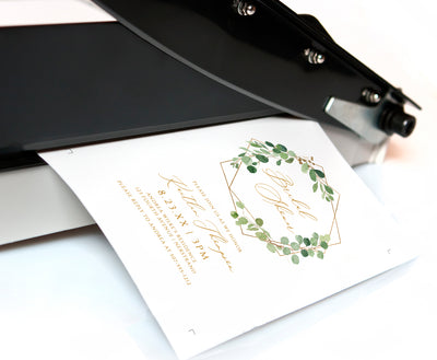 Geometric Wreath Bridal Shower Invitations Template | 5 x 7 | Leaves | Elegant Templett