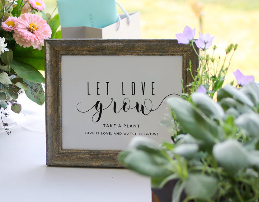 wedding let love grow plant favors sign
