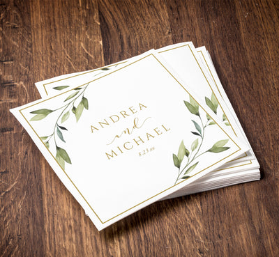 Bridal Shower Napkins - Greenery & Gold